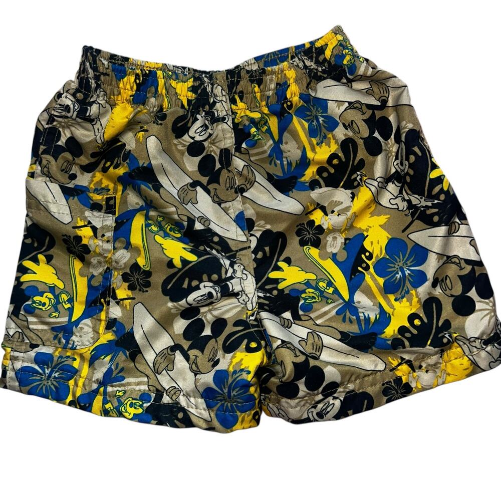 Vintage Disney baby retro mickey mouse surf board Hawaiian boys swim trunks 18mo